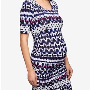 A Pea In The Pod Maternity Printed Ruched Dress XS